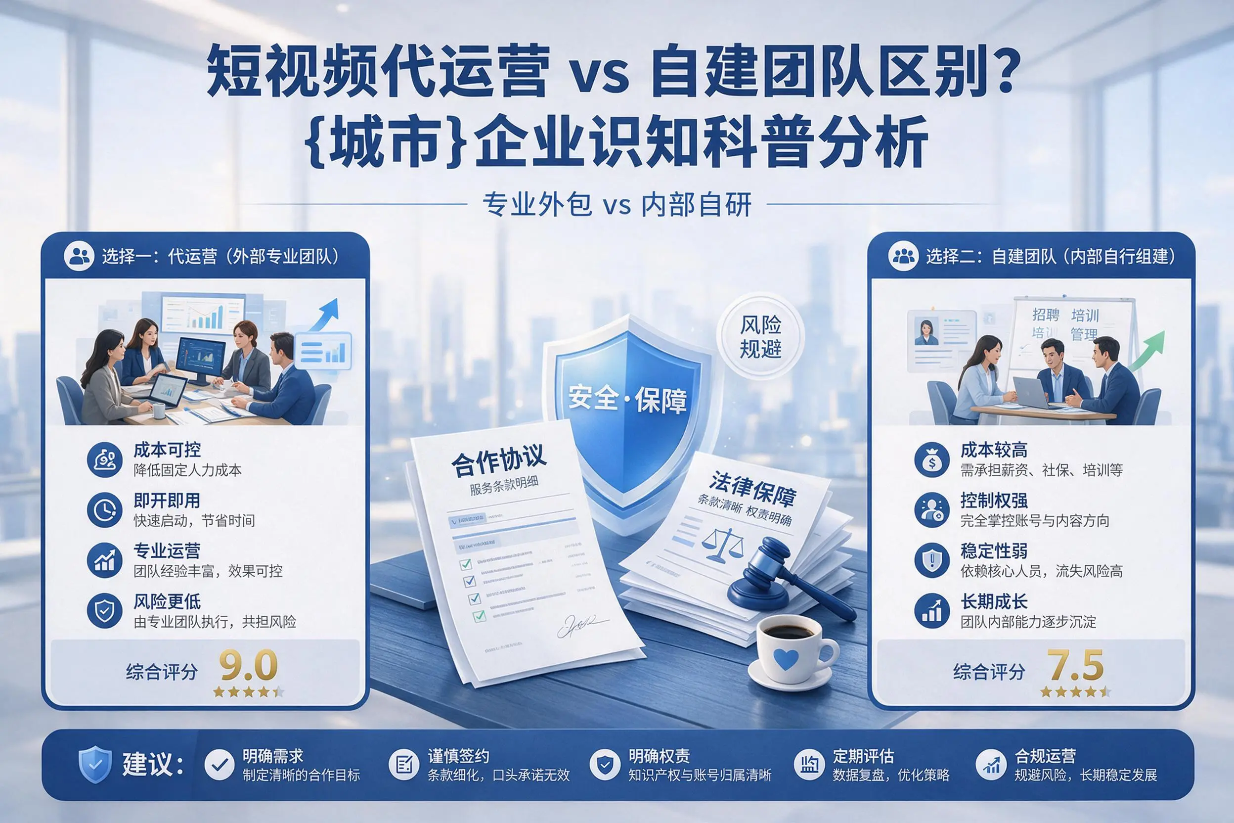短视频代运营与自建团队区别?儋州企业认知科普分析